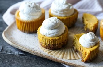 Simple Mini Pumpkin Cheesecakes | Cookies and Cups